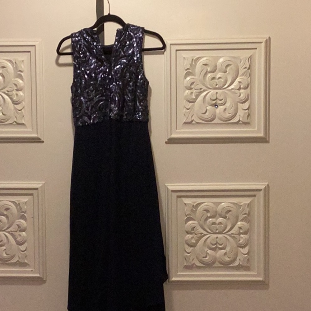 C&M collection exquisite sequined high low evening gown no tags